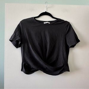 Zara black twist front crop t shirt